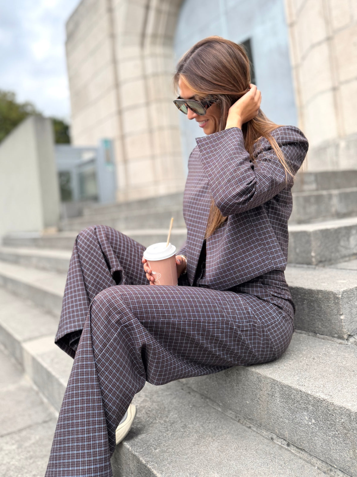 Pantalon Elena choco et bleu