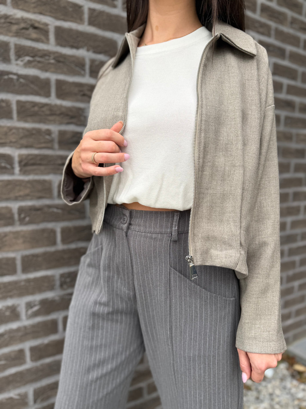 Pantalon gris lignes Gaëlle
