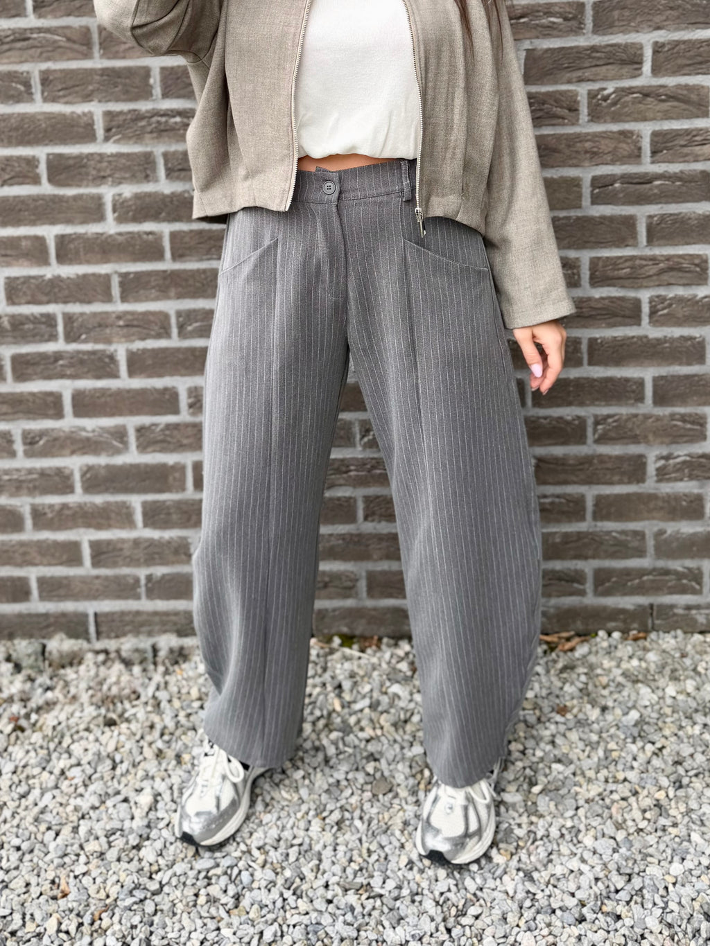 Pantalon gris lignes Gaëlle