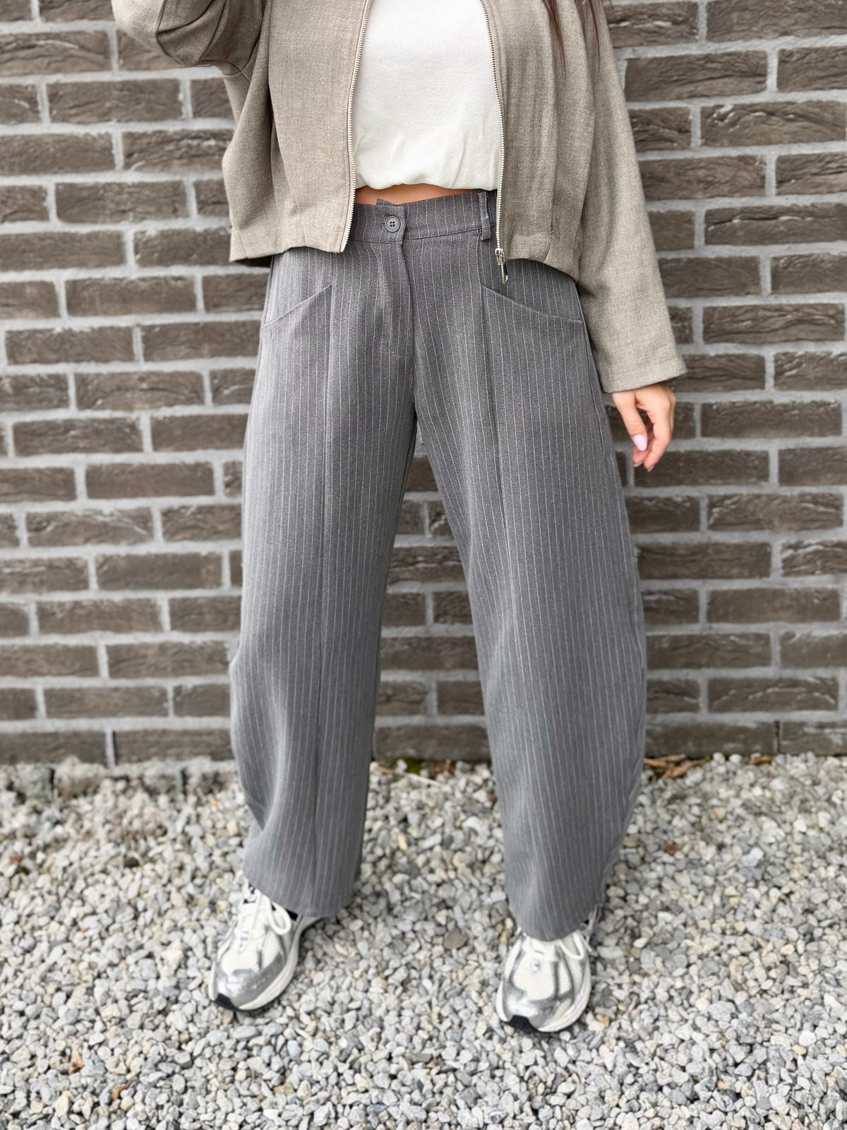 Pantalon gris lignes Gaëlle