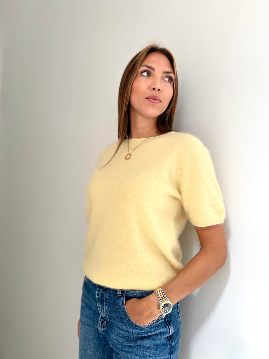 Pull manches courtes Chloé (laine et cachemire)